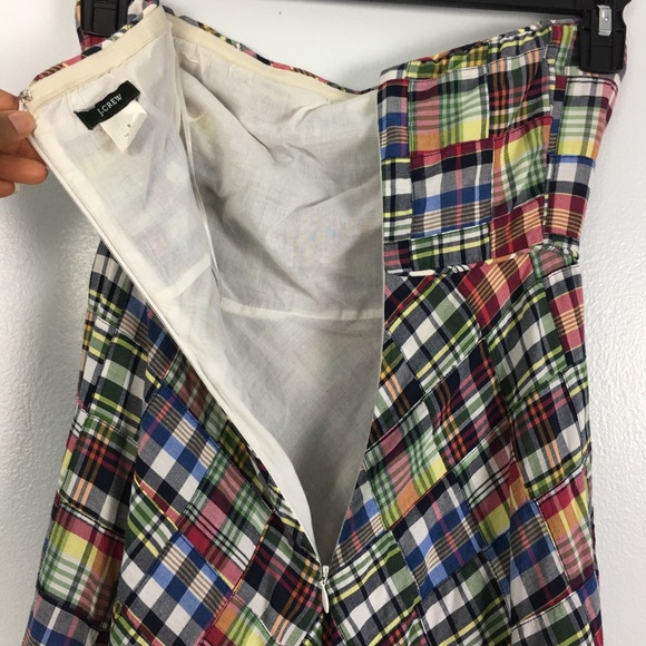 J. Crew | Strapless Plaid Patchwork Beach Dress - Picture 7 of 8